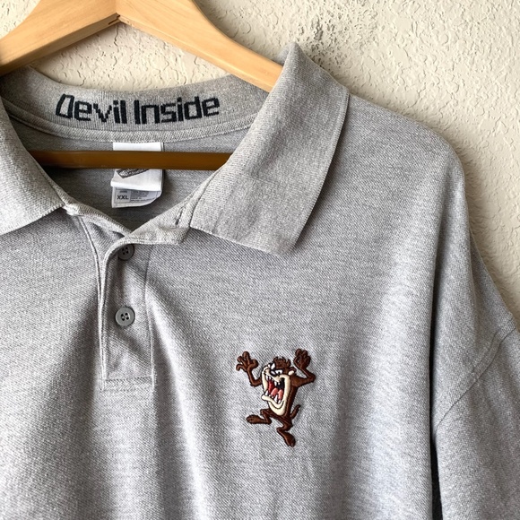 VINTAGE WARNER BROS Studio Tazmanian Devil Inside Polo - Picture 2 of 9